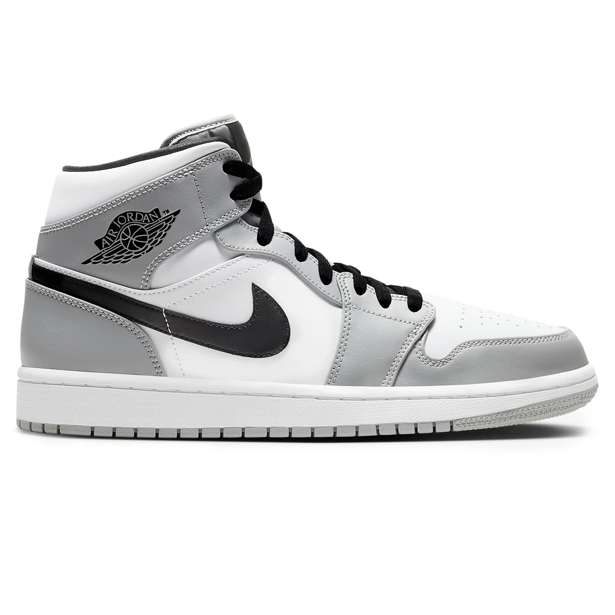 Side view of Air Jordan 1 Mid Light Smoke Grey 554724-092